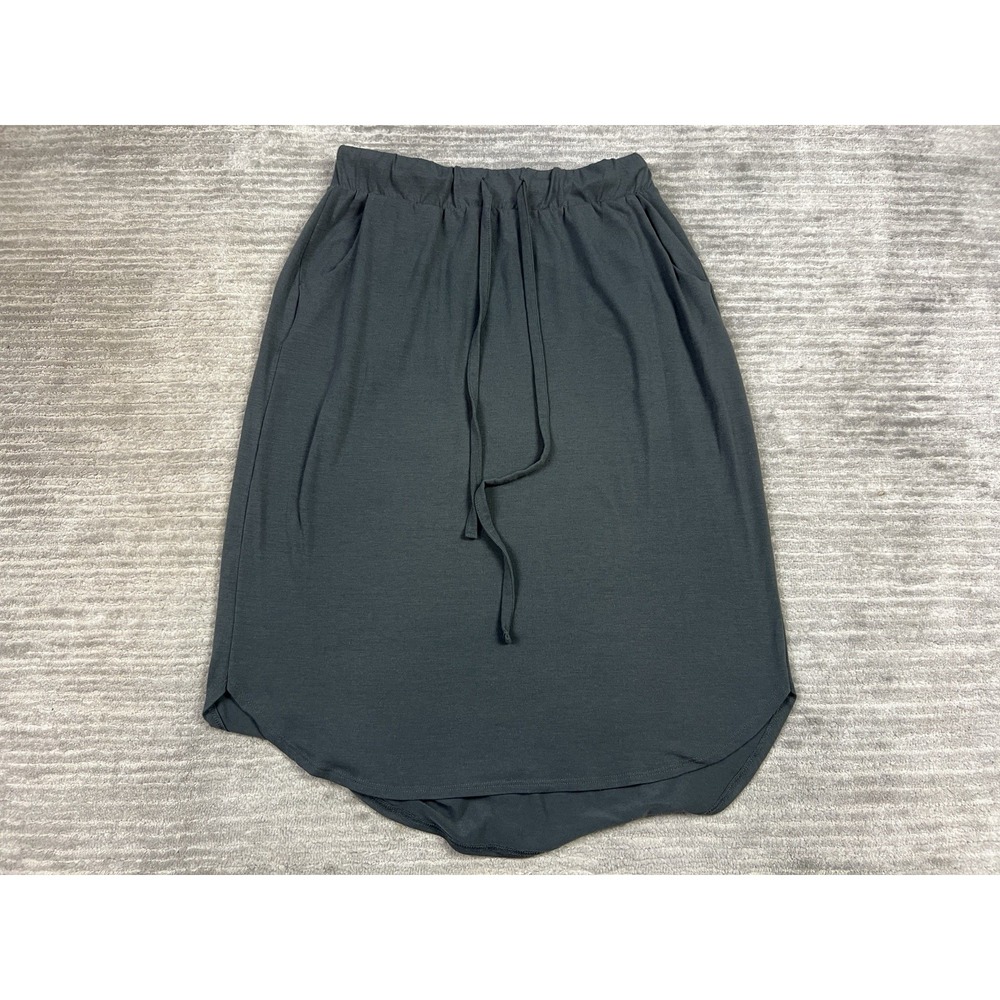 Zenana Skirt Womens XL Gray Pull On Midi‎ Drawstring Pockets Polyester Blend